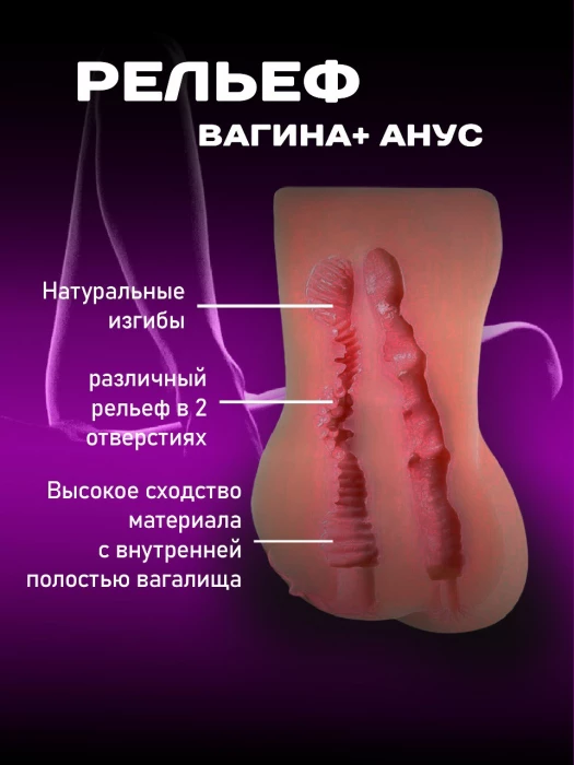 Мастурбатор реалистичный вагина и попка, эффект натуральной кожи