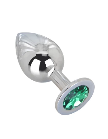 Анальная пробка из стали с зеленым кристаллом GREEN LIME Erotic Fantasy EF-HM-017