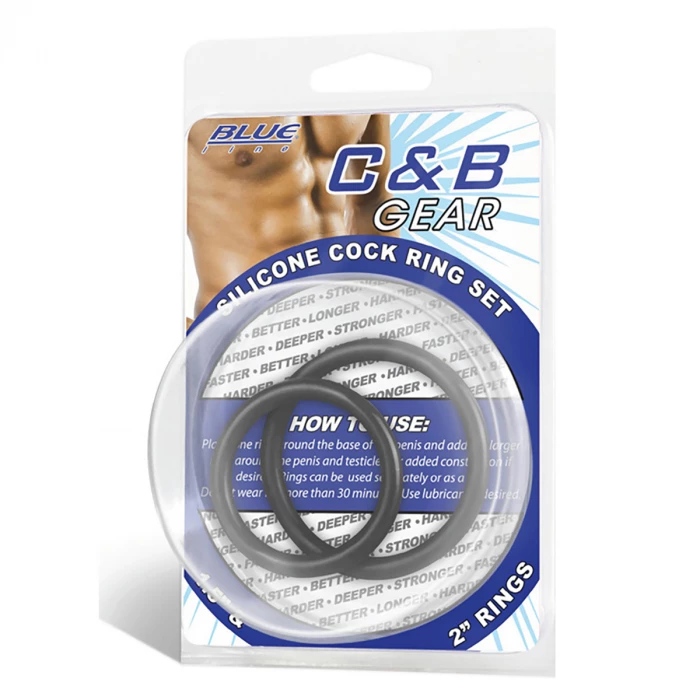 Кольца силиконовые 2 шт. диаметр 4 и 5 см SILICONE COCK RING SET BlueLine