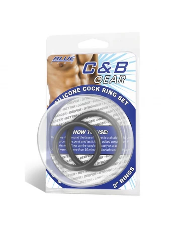 Кольца силиконовые 2 шт. диаметр 4 и 5 см SILICONE COCK RING SET BlueLine