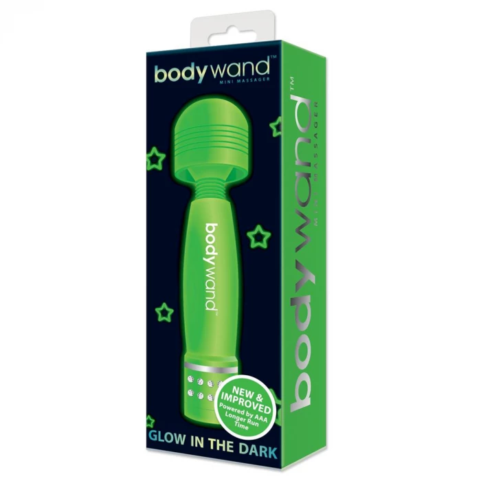 Вибратор мини-ванд светящийся в темноте с кристаллами BodyWand BW136