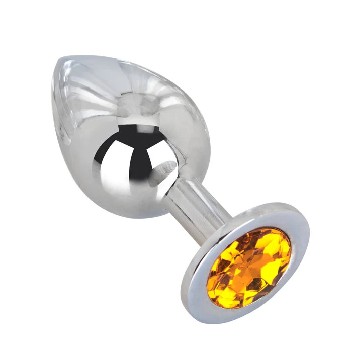 Анальная пробка из стали с оранжевым кристаллом JUICY ORANGE Erotic Fantasy EF-HM-018