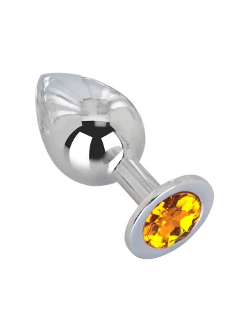Анальная пробка из стали с оранжевым кристаллом JUICY ORANGE Erotic Fantasy EF-HM-018
