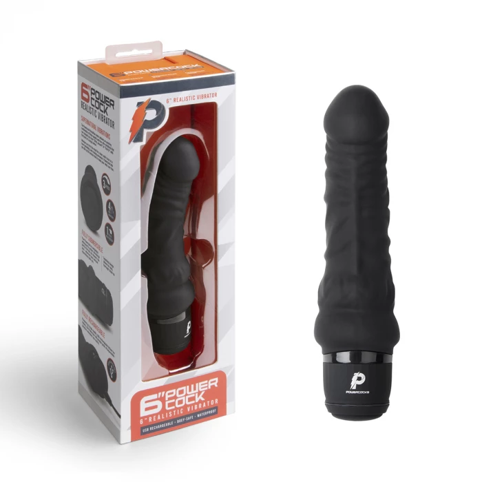 Вибратор массажер Realistic Vibrator черный PowerCocks PC-004-BLK