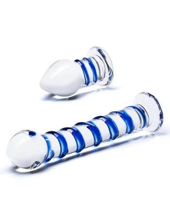 Фаллоимитатор стеклянный 2 шт Swirly Dildo & Buttplug Set GLAS-SET-04