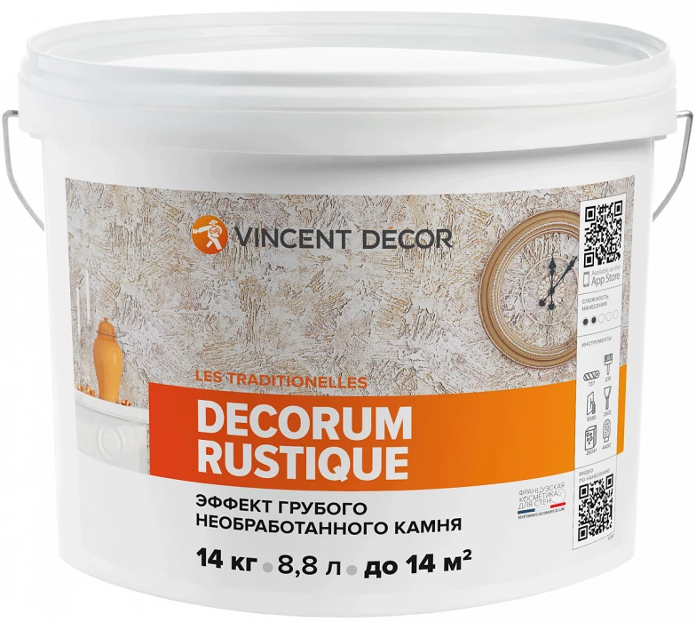 Декоративная штукатурка Decorum Rustique (Декорум Рустик) эффект грубого необработанного камня 14 кг