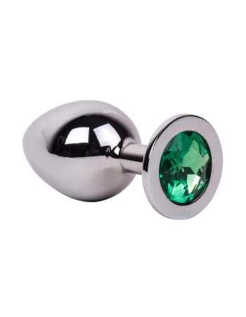 Анальная пробка из стали с зеленым кристаллом GREEN LIME Erotic Fantasy EF-HM-017
