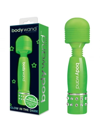 Вибратор мини-ванд светящийся в темноте с кристаллами BodyWand BW136