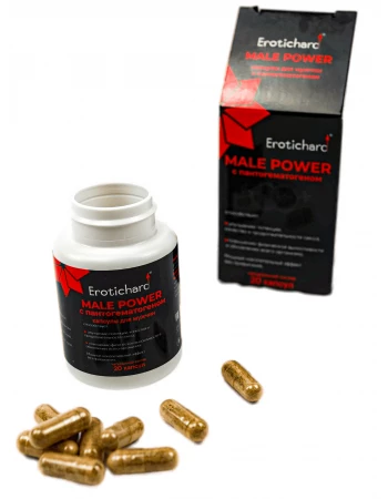 Капсулы для повышения потенции у мужчин Erotichard Male Power с пантогематогеном, 20 капсул