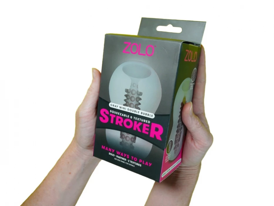 Двусторонний мастурбатор MINI DOUBLE BUBBLE ZOLO-6025 серый