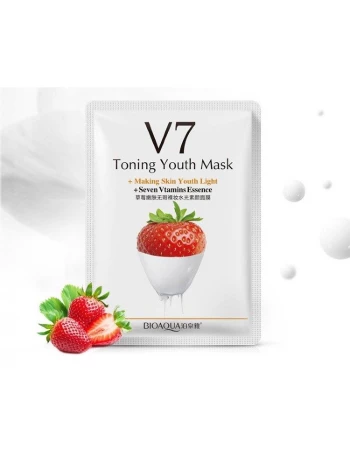 Тканевая маска тонизирующая и омолаживающая с клубникой V7 Million Pauline