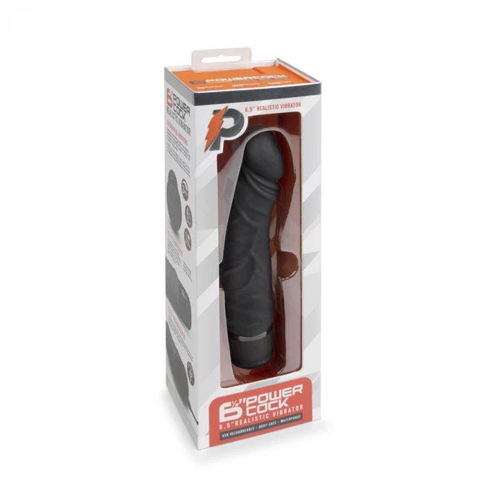 Вибратор массажер Girthy Realistic Vibrator черный PowerCocks PC-003-BLK