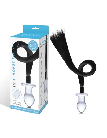 Анальная пробка стеклянная с хвостом Horse Tail GLAS-160