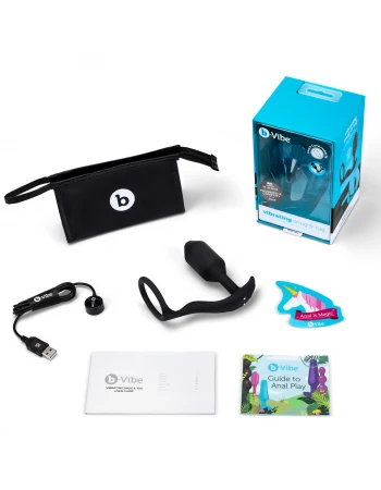 Анальная пробка с вибрацией и кольцом для эрекции Vibrating Snug & Tug размер M b-Vibe BV-032-BLK Анальная пробка с вибрацией и кольцом для эрекции Vibrating Snug & Tug размер M b-Vibe BV-032-BLK