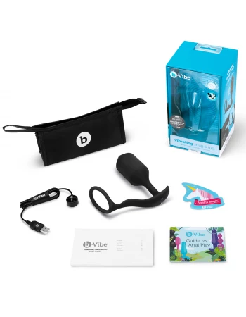 Анальная пробка с кольцом для эрекции Vibrating Snug & Tug размер XL b-Vibe BV-033-BLK Анальная пробка с кольцом для эрекции Vibrating Snug & Tug размер XL b-Vibe BV-033-BLK