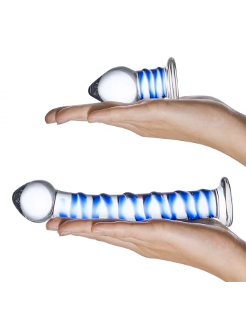 Фаллоимитатор стеклянный 2 шт Swirly Dildo & Buttplug Set GLAS-SET-04
