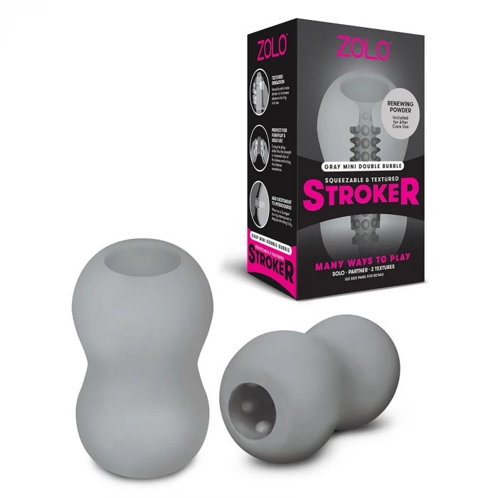 Двусторонний мастурбатор MINI DOUBLE BUBBLE ZOLO-6025 серый
