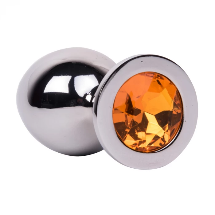 Анальная пробка из стали с оранжевым кристаллом JUICY ORANGE Erotic Fantasy EF-HM-018