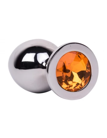 Анальная пробка из стали с оранжевым кристаллом JUICY ORANGE Erotic Fantasy EF-HM-018