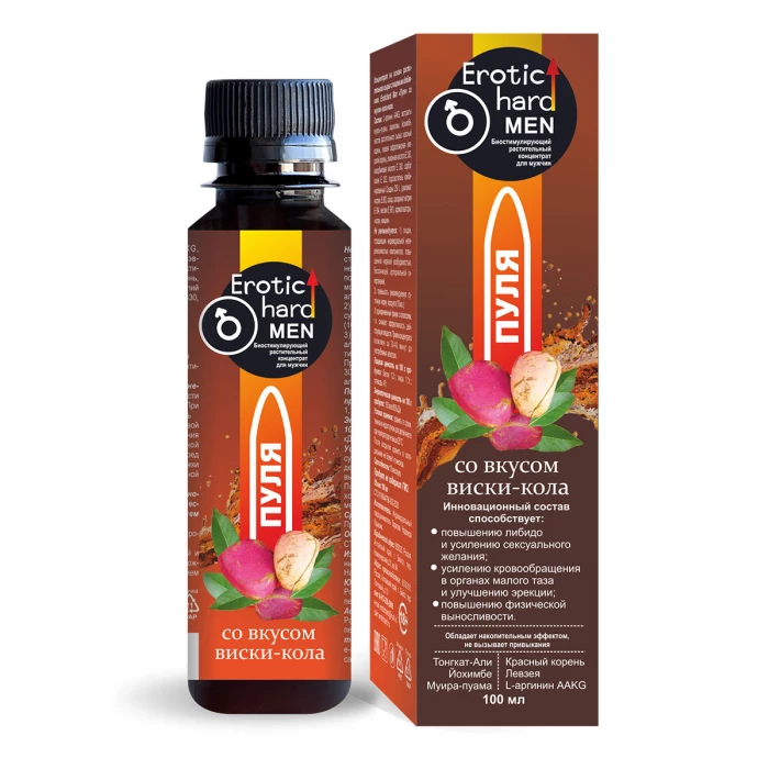 Биостимулирующий концентрат для мужчин Erotichard «Пуля» виски-кола