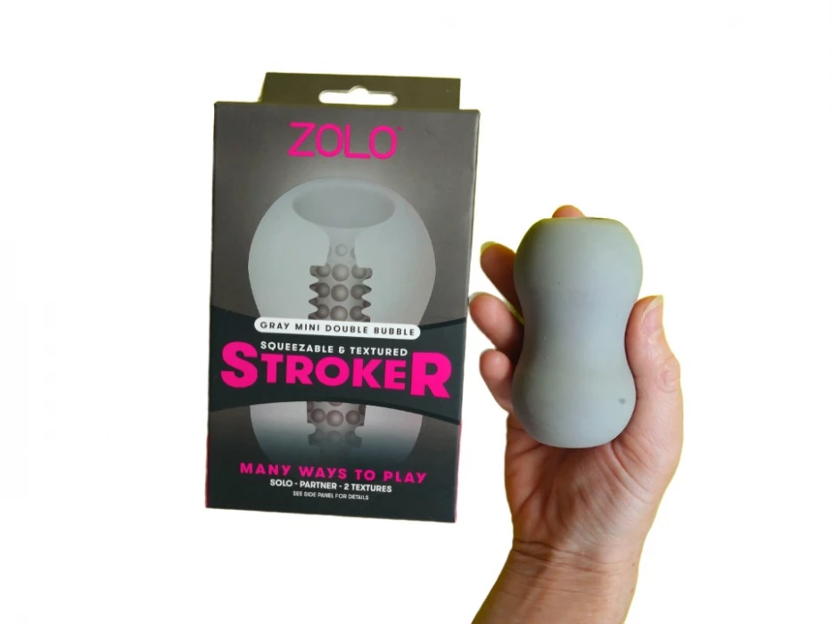 Двусторонний мастурбатор MINI DOUBLE BUBBLE ZOLO-6025 серый