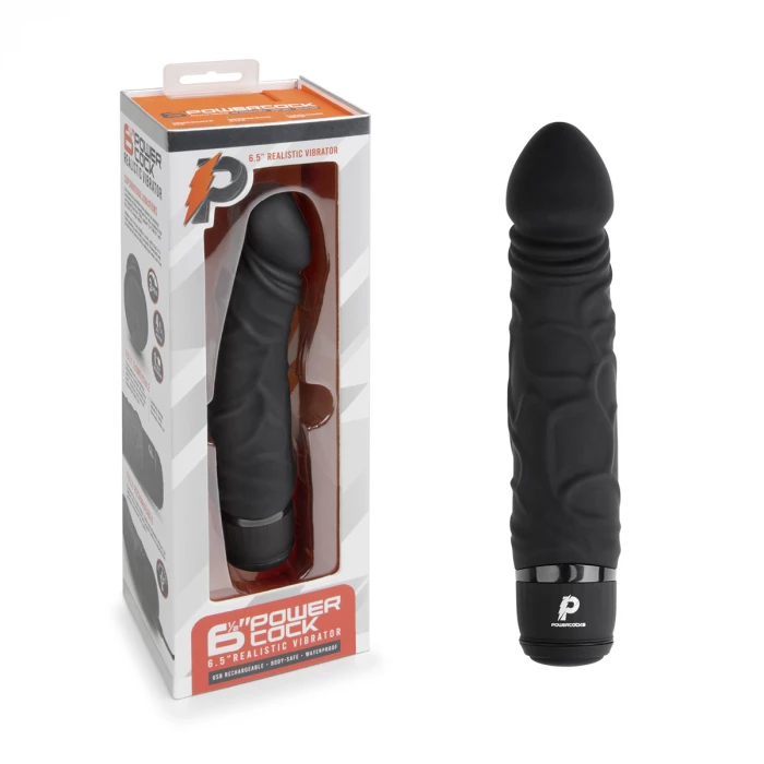 Вибратор массажер Girthy Realistic Vibrator черный PowerCocks PC-003-BLK