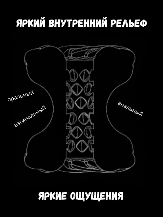 Мастурбатор двухсторонний + эрекционное кольцо (2в1) случайный цвет и рельеф