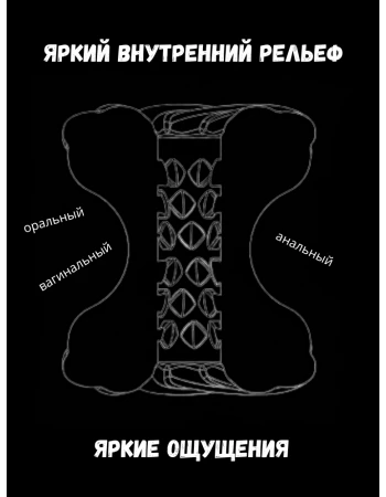 Мастурбатор двухсторонний + эрекционное кольцо (2в1) случайный цвет и рельеф