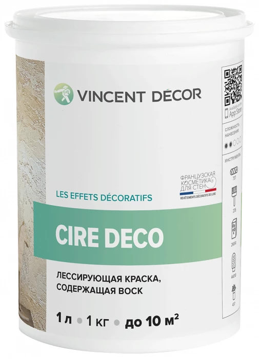Декоративная лессирующая краска Vincent Decor Cire Deco (Винсент Декор Сир Деко) содержащая воск 1 л