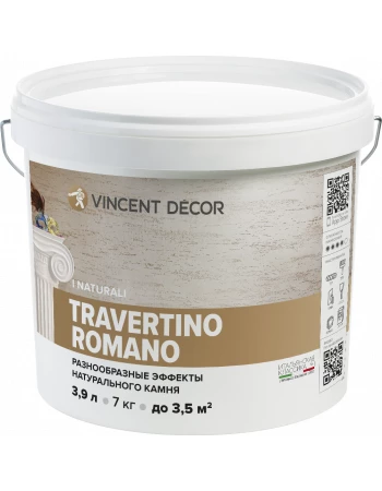 Декоративная штукатурка Vincent Decor Travertino Romano (Декор Травертино Романо) 7 кг Декоративная штукатурка Vincent Decor Travertino Romano (Декор Травертино Романо) 7 кг